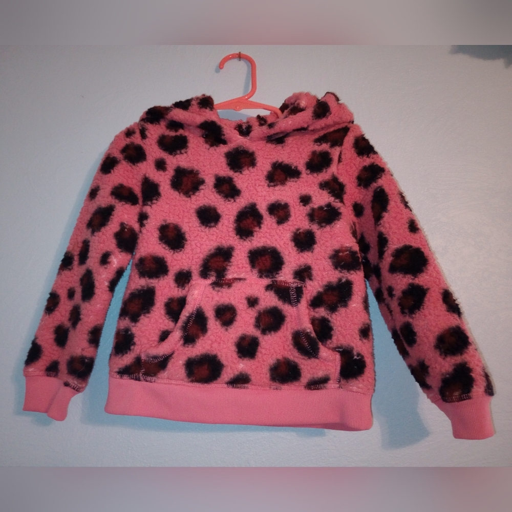 Pink with Leopard Spots 3T Toddler Hooded Fleece Sweatshirt